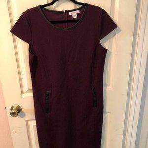 Liz Claiborne Purple dress with black leather trim